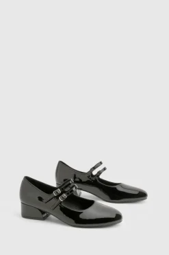 boohoo Ballerines Mary Jane à double lanière vernie< Chaussures Plates|Babies