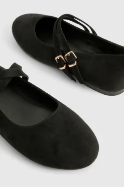 Ballerines Mary Jane en synthétique-suédé à coupe large