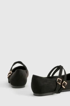 Ballerines Mary Jane en synthétique-suédé à coupe large
