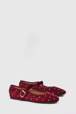 Dorothy Perkins Ballerines Mary Jane Jaz En Velours À Clous< Chaussures Plates|Babies