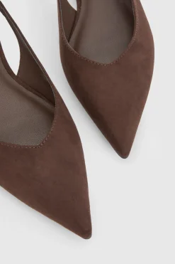 Ballerines Plates À Bout Pointu En Synthétique Avec Bride Arrière