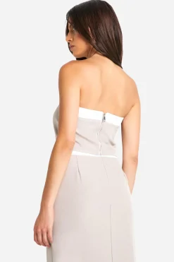 boohoo Bandeau ajusté contrasté en look lin texturé<Femme Tailleurs|Tops
