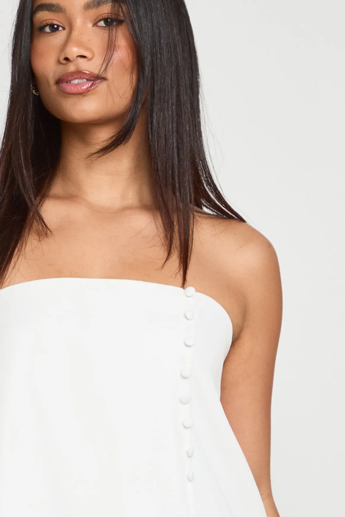 Bandeau Ajusté Long Avec Détail Boutonné