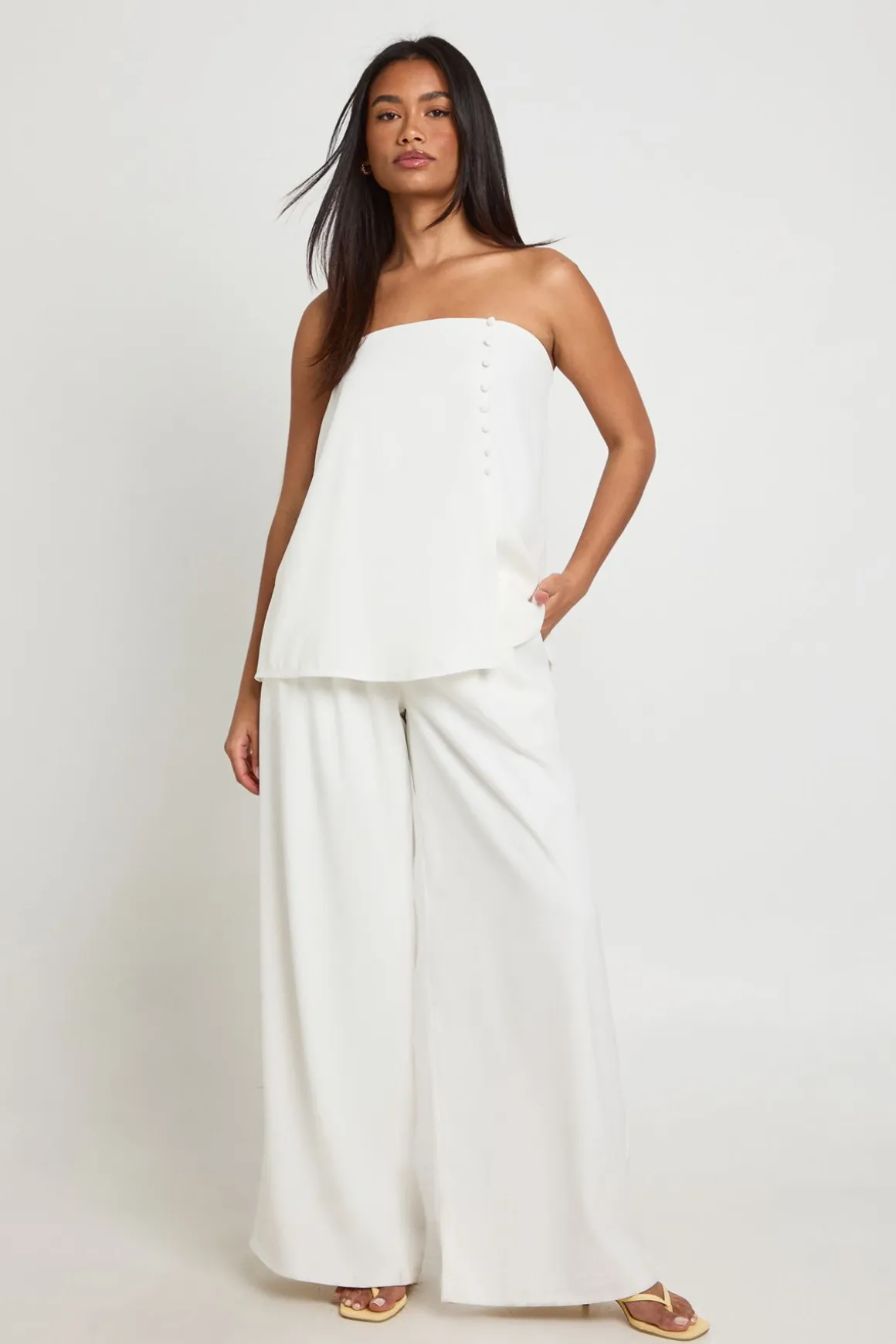 Bandeau Ajusté Long Avec Détail Boutonné