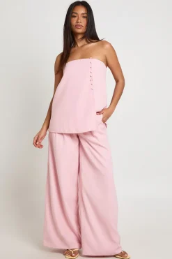 boohoo Bandeau Ajusté Long Avec Détail Boutons<Femme Tailleurs|Tops