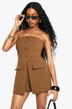 Bandeau Button Detail Playsuit