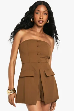 Bandeau Button Detail Playsuit