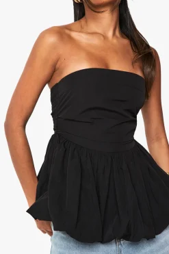 Bandeau à dos froncé avec peplum bouffant