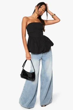 Bandeau à dos froncé avec peplum bouffant