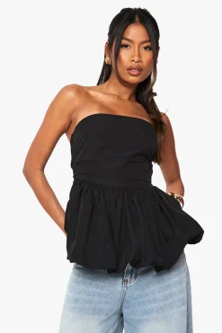 Bandeau à dos froncé avec peplum bouffant