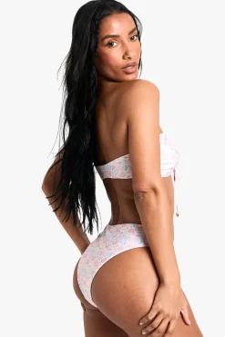boohoo Bandeau sans bretelles à imprimé coquillage et bordure<Femme Maillots De Bain|Tenues De Plage