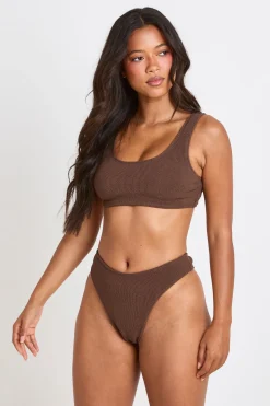Bas De Bikini Échancré À Texture