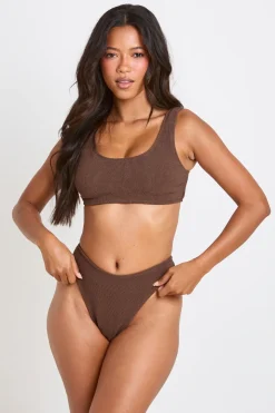 Bas De Bikini Échancré À Texture