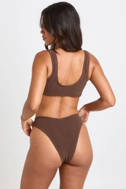 Bas De Bikini Échancré À Texture