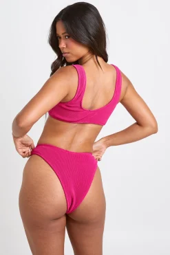 Bas De Bikini Échancré À Texture
