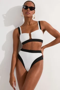 KarenMillen Bas de bikini à coupe haute avec bordure contrastante<Femme Maillots De Bain|Tenues De Plage