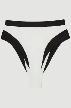 KarenMillen Bas de bikini à coupe haute avec bordure contrastante<Femme Maillots De Bain|Tenues De Plage