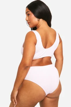 boohoo Bas de bikini grande taille avec finition crinkle et détails en forme de cœur<Femme Maillots De Bain|Tenues De Plage