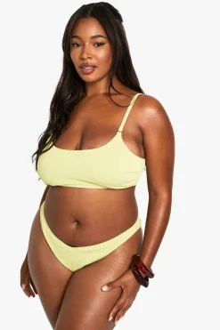 boohoo Bas De Bikini Grande Taille Essentiels À Effet Froissé Et Décolleté En V<Femme Maillots De Bain