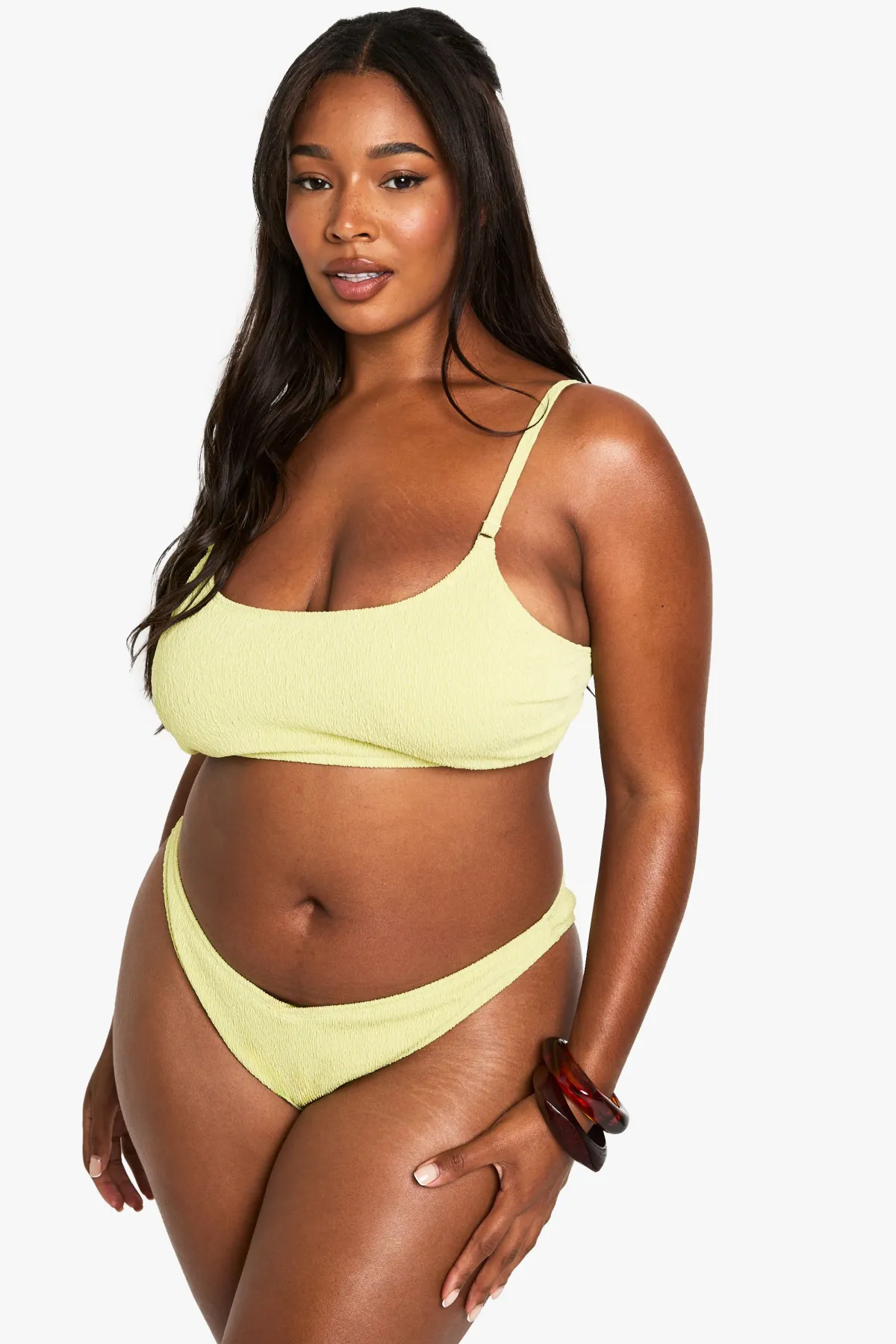 boohoo Bas De Bikini Grande Taille Essentiels À Effet Froissé Et Décolleté En V<Femme Maillots De Bain
