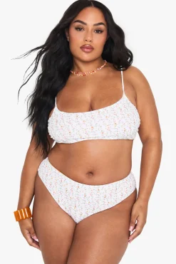Bas De Bikini Grande Taille Réversible À Fleurs Ditsy Avec Liens Sur Les Côtés