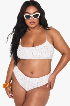 Bas De Bikini Grande Taille Réversible À Fleurs Ditsy Avec Liens Sur Les Côtés