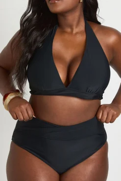 Bas De Bikini Grande Taille Taille Haute Effet Ventre Plat Avec Détail Cache-cœur