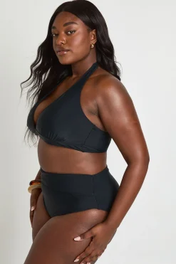 Bas De Bikini Grande Taille Taille Haute Effet Ventre Plat Avec Détail Cache-cœur