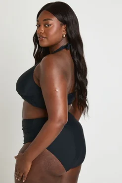 Bas De Bikini Grande Taille Taille Haute Effet Ventre Plat Avec Détail Cache-cœur