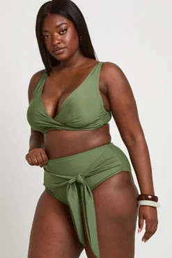 Bas De Bikini Grande Taille Taille Haute Avec Détail Drapé Et Contrôle Du Ventre