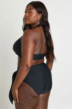 boohoo Bas De Bikini Grande Taille Taille Haute Gainant Avec Détail Drapé<Femme Maillots De Bain|Tenues De Plage