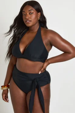 boohoo Bas De Bikini Grande Taille Taille Haute Gainant Avec Détail Drapé<Femme Maillots De Bain|Tenues De Plage