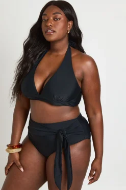 boohoo Bas De Bikini Grande Taille Taille Haute Gainant Avec Détail Drapé<Femme Maillots De Bain|Tenues De Plage