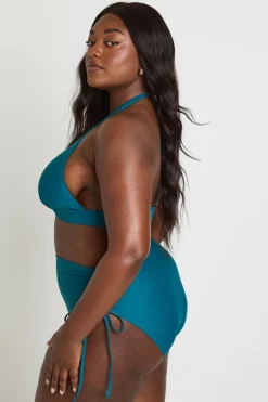 Bas De Bikini Grande Taille Taille Haute Froncé Avec Effet Ventre Plat