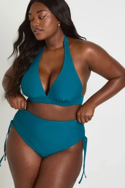 Bas De Bikini Grande Taille Taille Haute Froncé Avec Effet Ventre Plat
