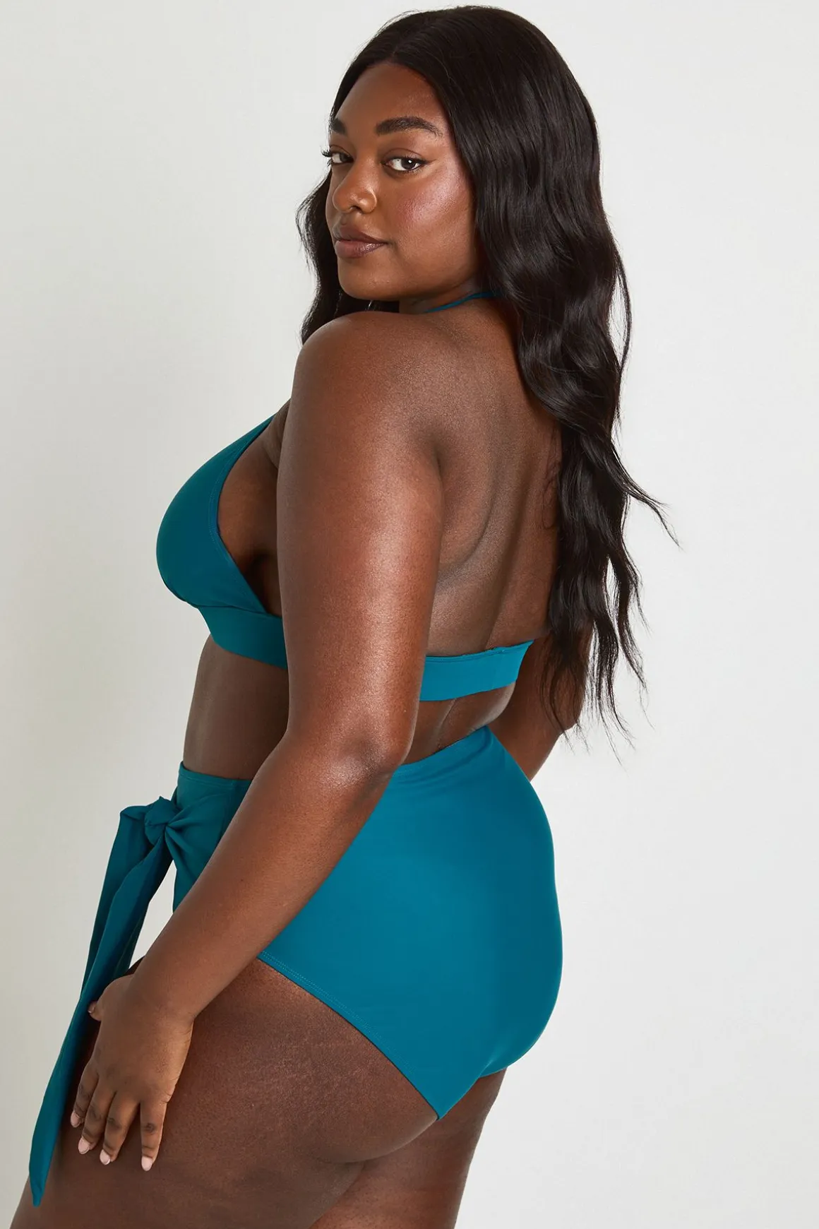 Bas De Bikini Grande Taille Taille Haute Avec Détail Drapé Et Effet Ventre Plat