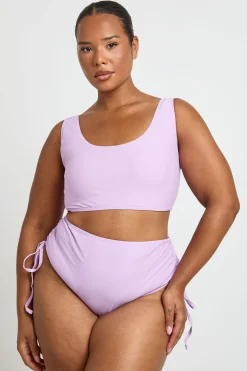 Bas De Bikini Grande Taille Taille Haute Froncé Avec Contrôle Du Ventre