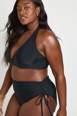 Bas De Bikini Grande Taille Taille Haute Froncé Avec Effet Ventre Plat
