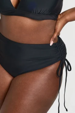 Bas De Bikini Grande Taille Taille Haute Froncé Avec Effet Ventre Plat