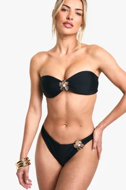 boohoo Bas de bikini High Leg à détail de ferrures dorées Pearl Flower<Femme Maillots De Bain|Tenues De Plage