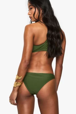 Bas de bikini hipster asymétriques à encolure halterneck en satin premium