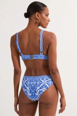 Bas de bikini à imprimé foulard bleu