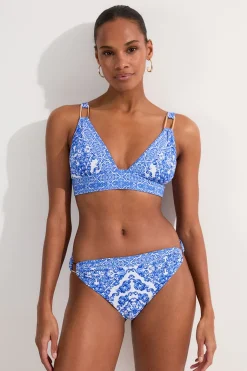 Bas de bikini à imprimé foulard bleu