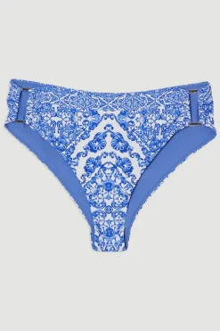 Bas de bikini à imprimé foulard bleu