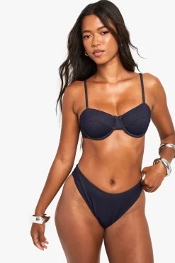 Bas de Bikini Look Denim en V à Jambe Haute