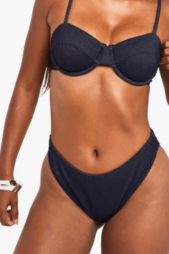 Bas de Bikini Look Denim en V à Jambe Haute