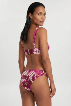 Bas de Bikini à Motif Tropical avec Détails de Finition Métallique