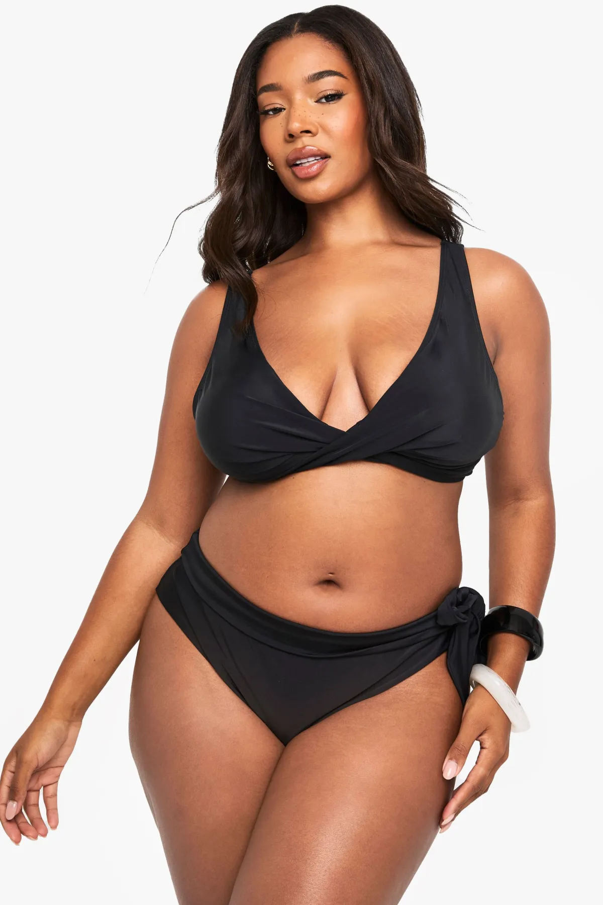 boohoo Bas de bikini à nouer pour grandes tailles<Femme Maillots De Bain|Tenues De Plage