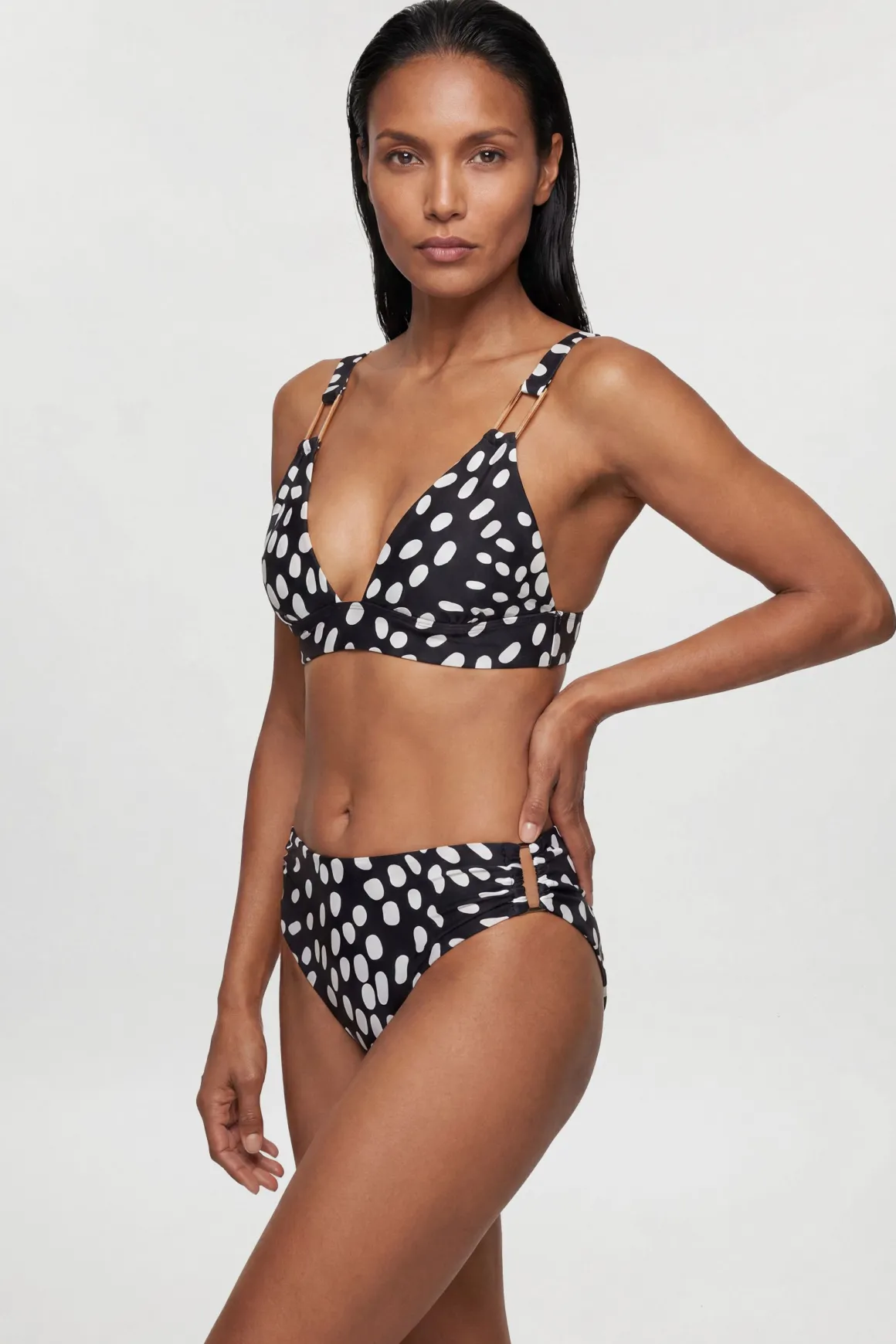 Bas De Bikini Plongeant À Imprimé À Pois
