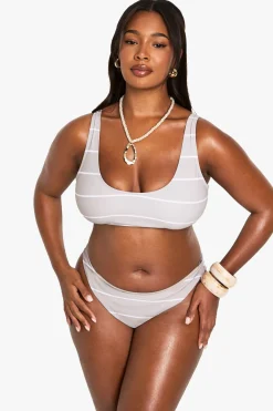 Bas De Bikini Rayé Essentials Grande Taille